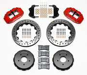 Wilwood front Superlite 6R kit for Pontiac GTO, red calipers and 13.06-inch srp drilled and slotted rotors laid out