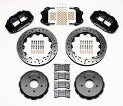 Wilwood front Superlite 6R kit for Pontiac GTO, black calipers and 13.06-inch srp drilled and slotted rotors laid out