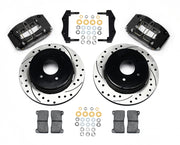 Wilwood rear Dynapro DS kit for Pontiac GTO, black calipers and 12.19-inch srp drilled and slotted rotors laid out