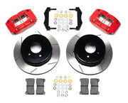 Wilwood rear Dynapro DS kit for Pontiac GTO, red calipers and 12.19-inch gt slotted rotors laid out