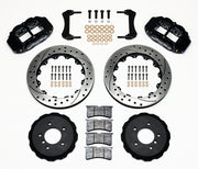 Wilwood front Superlite 6R kit for BMW M3 E36 (1995–1999) & Z3 M Roadster (1998–2001), black calipers and 13.06-inch srp drilled and slotted rotors laid out