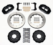 Wilwood front Superlite 6R kit for BMW M3 E36 (1995–1999) & Z3 M Roadster (1998–2001), black calipers and 13.06-inch gt slotted rotors laid out