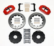 Wilwood front Superlite 6R kit for Corvette C5/C6, XLR & Ridetech-Hub GM applications, red calipers and 13.06-inch srp drilled and slotted rotors laid out