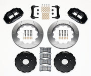 Wilwood front Superlite 6R kit for Corvette C5/C6, XLR & Ridetech-Hub GM applications, black calipers and 14-inch gt slotted rotors laid out