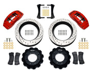Wilwood front TC6 kit for GM Six-Lug Trucks & SUVs, red calipers and 16-inch srp drilled and slotted rotors laid out