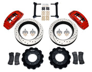 Wilwood front TC6 kit for GM Eight-Lug Trucks, SUVs & Hummer H2, red calipers and 16-inch srp drilled and slotted rotors laid out