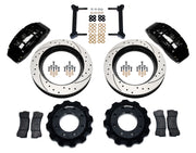 Wilwood front TC6 kit for GM Eight-Lug Trucks, SUVs & Hummer H2, black calipers and 16-inch srp drilled and slotted rotors laid out
