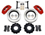Wilwood front TC6 kit for GM Eight-Lug Trucks, SUVs & Hummer H2, red calipers and 16-inch gt slotted rotors laid out