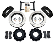 Wilwood front TC6 kit for GM Eight-Lug Trucks, SUVs & Hummer H2, black calipers and 16-inch gt slotted rotors laid out