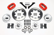 Wilwood front Dynalite kit for GM 11-Inch-Rotor Disc Spindles, red calipers and 12.19-inch plain face rotors laid out