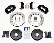 Wilwood front Superlite 6R kit for Nissan 350Z & Infiniti G35, black calipers and 13.06-inch gt slotted rotors laid out