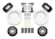 Wilwood front Dynapro DS kit for Subaru Impreza, WRX, WRX STI, Forester, Legacy & Outback, black calipers and 12-inch gt slotted rotors laid out