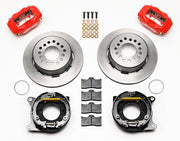 Wilwood red FDLI rear brake kit with 12.19-inch plain rotors, calipers and mounting components laid out