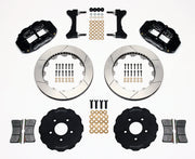 Wilwood black FNSL6R front brake kit with 13.06-inch slotted rotors, calipers and mounting components laid out