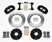 Wilwood black FNSL6R front brake kit with 14.00-inch slotted rotors, calipers and mounting components laid out