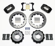 Wilwood black DPR-DS rear brake kit with 12.88-inch drilled and slotted rotors, calipers and mounting components laid out