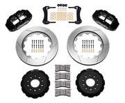 Wilwood black FNSL6R front brake kit with 14.00-inch slotted rotors, calipers and mounting components laid out