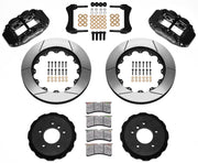 Wilwood black FNSL6R front brake kit with 14.00-inch slotted rotors, calipers and mounting components laid out