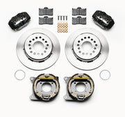 Wilwood black FDLI rear brake kit with 12.19-inch plain rotors, calipers and mounting components laid out