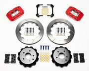 Wilwood red DPR-DS rear brake kit with 12.88-inch slotted rotors, calipers and mounting components laid out