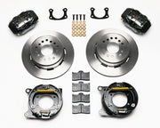 Wilwood black FDLI rear brake kit with 12.19-inch plain rotors, calipers and mounting components laid out