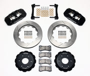Wilwood black AERO6 front brake kit with 14.25-inch slotted rotors, calipers and mounting components laid out