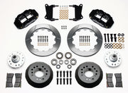 Wilwood black FNSL6R front brake kit with 12.88-inch slotted rotors, calipers and mounting components laid out