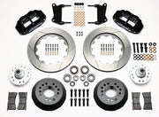 Wilwood black FNSL6R front brake kit with 14.00-inch slotted rotors, calipers and mounting components laid out