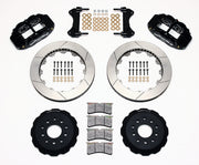 Wilwood black FNSL6R front brake kit with 13.06-inch slotted rotors, calipers and mounting components laid out