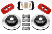 Wilwood red AERO4 rear brake kit with 14.25-inch GT slotted rotors, components laid out