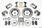 Wilwood polished Forged Dynalite Internal front brake kit with 11.00-inch drilled-and-slotted rotors, components laid out