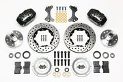 Wilwood black Forged Dynalite Internal front brake kit with 11.00-inch drilled-and-slotted rotors, components laid out