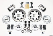 Wilwood polished Forged Dynalite Internal front brake kit with 12.19-inch drilled-and-slotted rotors, components laid out