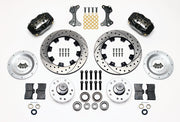 Wilwood black Forged Dynalite Internal front brake kit with 12.19-inch drilled-and-slotted rotors, components laid out