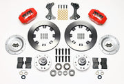 Wilwood red Forged Dynalite Internal front brake kit with 12.19-inch plain rotors, components laid out
