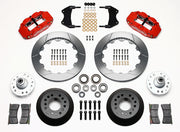 Wilwood red Forged Narrow Superlite 6R front brake kit with 12.88-inch GT slotted rotors, components laid out
