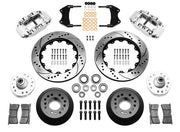 Wilwood polished Forged Narrow Superlite 6R front brake kit with 14.00-inch drilled-and-slotted rotors, components laid out