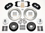 Wilwood black Forged Narrow Superlite 6R front brake kit with 14.00-inch GT slotted rotors, components laid out