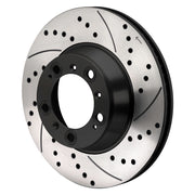 Wilwood drilled and slotted rotor with integral hat, showing the friction face and mounting arrangement