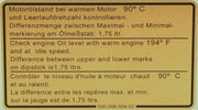 Engine Oil Level Decal — G-Body Porsche 911 & 930 Turbo (1974–1989), JP-1605
