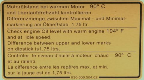BODY DECAL OIL LEVEL 911