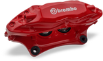 Brembo 4-Piston Alloy Caliper Restoration. Brembo calipers done right means Brembo brakes done the PMB way. Brembo is the leader in painted calipers.  PMB restores them right. Stripped with anodizing retained. Factory seals. 4-step paint, branding and replated hardware. Have your Brembo brake calipers restored right.