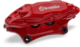 Brembo 4-Piston Alloy Caliper Restoration. Brembo calipers done right means Brembo brakes done the PMB way. Brembo is the leader in painted calipers.  PMB restores them right. Stripped with anodizing retained. Factory seals. 4-step paint, branding and replated hardware. Have your Brembo brake calipers restored right.