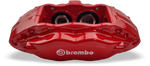 Brembo 4-Piston Alloy Caliper Restoration. Brembo calipers done right means Brembo brakes done the PMB way. Brembo is the leader in painted calipers.  PMB restores them right. Stripped with anodizing retained. Factory seals. 4-step paint, branding and replated hardware. Have your Brembo brake calipers restored right.