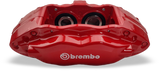 Brembo 4-Piston Alloy Caliper Restoration. Brembo calipers done right means Brembo brakes done the PMB way. Brembo is the leader in painted calipers.  PMB restores them right. Stripped with anodizing retained. Factory seals. 4-step paint, branding and replated hardware. Have your Brembo brake calipers restored right.
