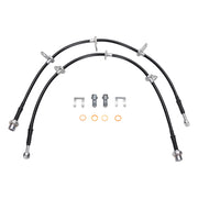 Wilwood Sequoia rear hose pair with integral tabs, banjo bolts, clips and sealing washers