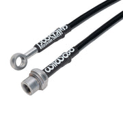 Wilwood Sequoia rear hose connector detail showing a banjo eye and threaded chassis socket
