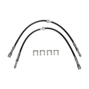 Wilwood BMW rear hose pair with retaining clips laid out