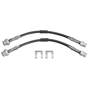 Porsche 930 Turbo 3.0/3.3 rear brake hoses: Two black-covered rear brake hoses with two retaining clips arranged separately