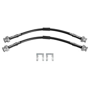 Selected Porsche 911 Carrera 2/4, SC and Turbo rear hose applications: Two black-covered rear brake hoses with two retaining clips arranged separately